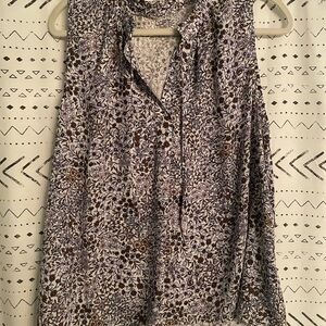 LOFT Purple and Brown Floral Blouse